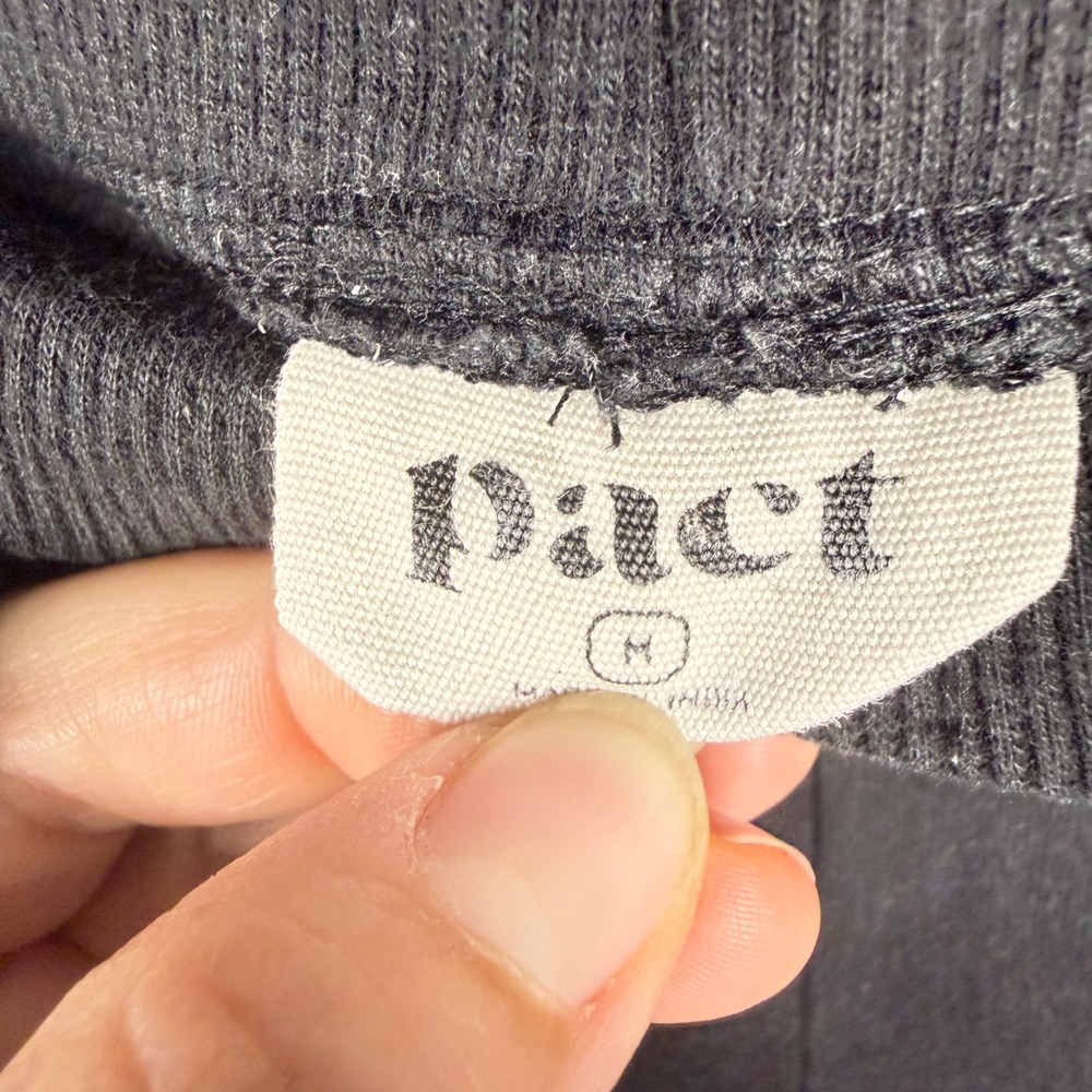 Pact Black Wide Leg Airplane Charcoal Gray Sweatpants Medium Loungewear Organic - Picture 9 of 12